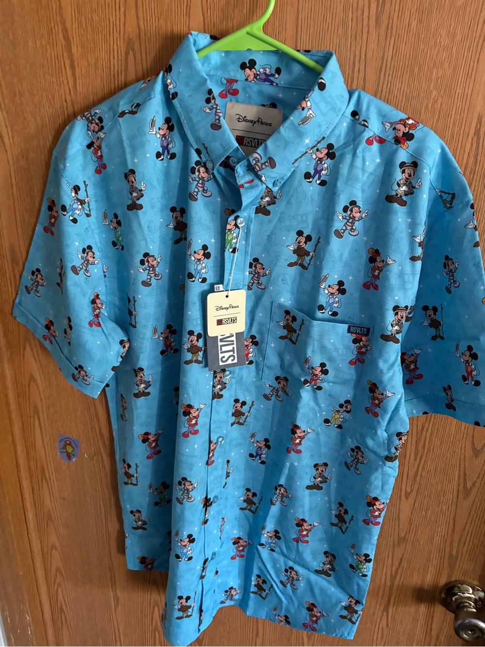RSVLTS Blue Mickey Mouse Short-Sleeve Button-Down Shirt